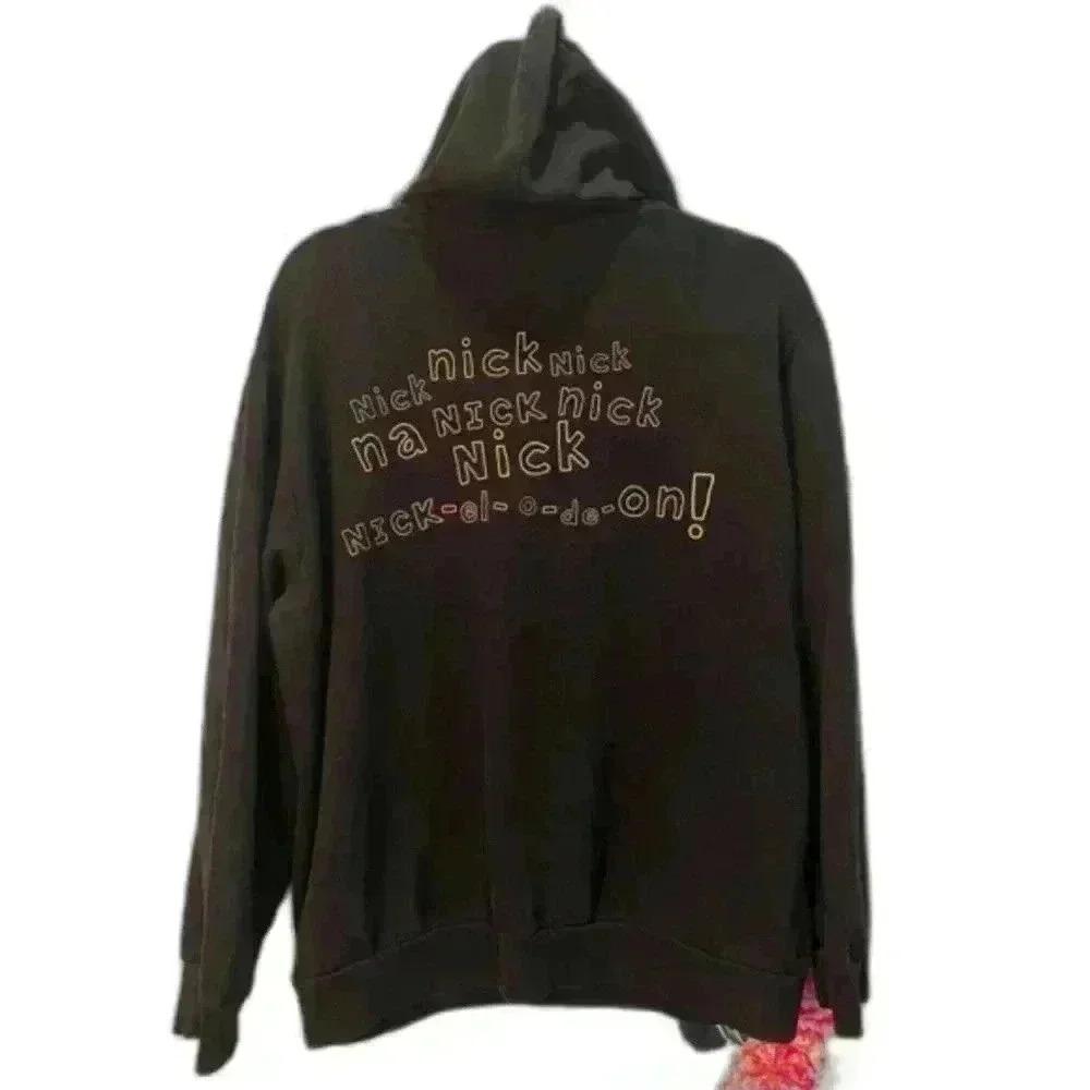 Nickelodeon Black Splat Pullover Hoodie with 90’s characters size. XL - Picture 2 of 8
